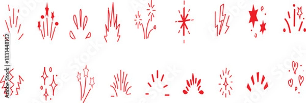 Fototapeta collection of hand-drawn vector icons or elements, typically used for digital design purposes such as highlights, emphasis, or decoration. 