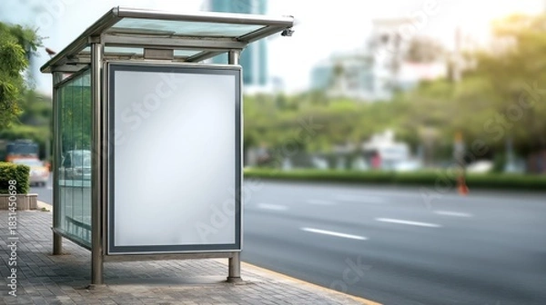 Obraz Empty bus stop billboard
