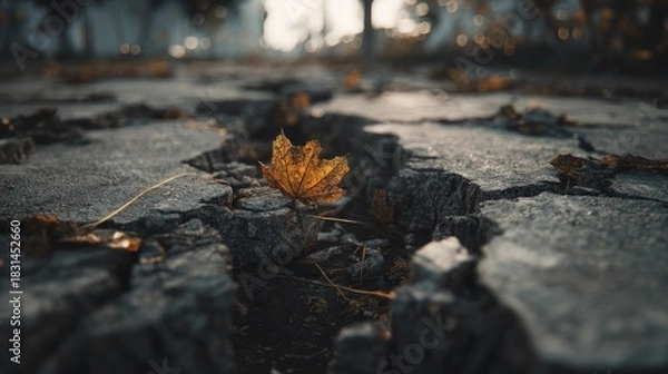 Obraz Leaf cracked pavement