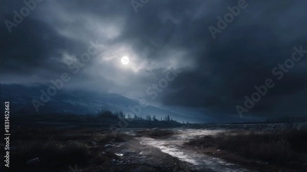 Obraz Moonlit path landscape