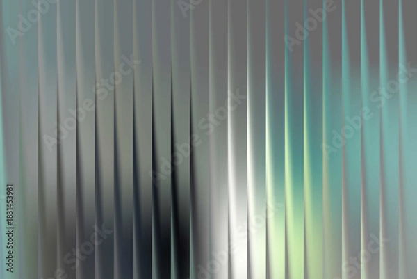 Fototapeta A futuristic abstract background design with a sleek pattern of glossy vertical stripes, showing a metallic sheen and subtle color gradients