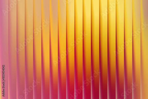 Fototapeta Vibrant vertical stripes create an abstract background with a smooth gradient transitioning from warm yellows and oranges to soft magenta and pink hues, perfect for modern design