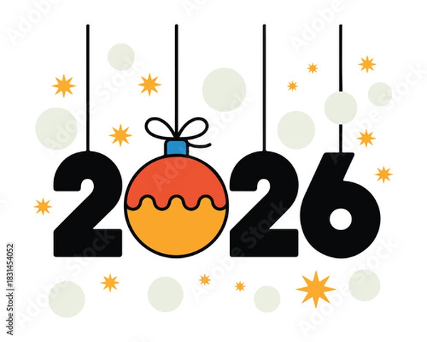 Obraz New year 2026 greeting with hanging ornament
