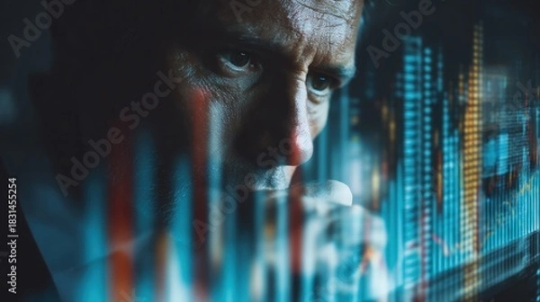 Obraz Focused businessman data