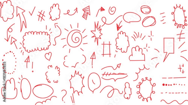 Fototapeta collection of hand-drawn doodle icons and symbols intended for visual communication and design projects. vector illustration
