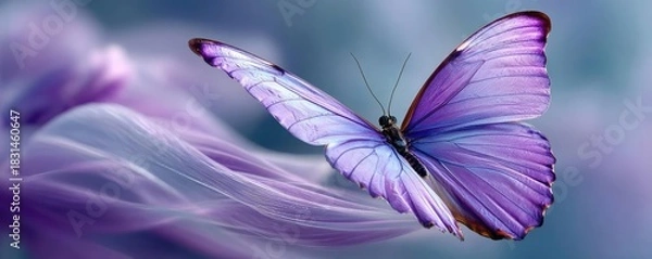 Obraz Alzheimer awareness shown through butterfly silhouette concept. A vibrant butterfly perched on delicate flowers in soft hues.