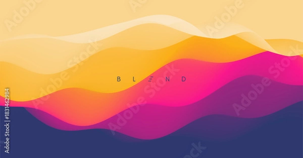 Fototapeta 3D abstract wavy background. Dynamic wave. Vector illustration for banner, flyer, brochure, booklet, presentation or website design.