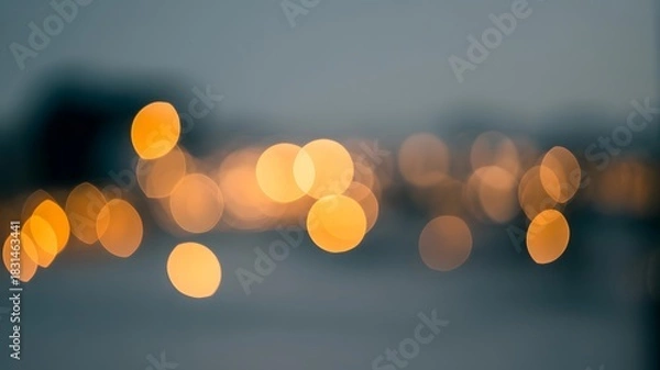 Fototapeta Abstract blurred bokeh lights in the night city with warm light circles
