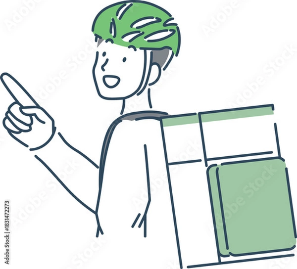 Obraz 笑顔の男性フードデリバリーのシンプルな上半身のイラスト素材