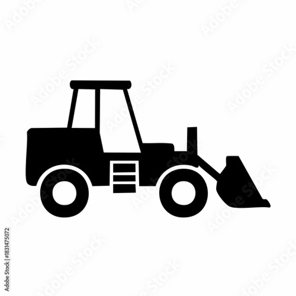Fototapeta Heavy machinery icon vector graphic illustration industrial front loader symbol for construction projects