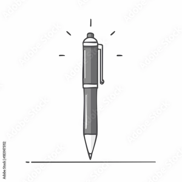 Fototapeta Vector illustration of a ballpoint pen, a writing tool, depicted in a clean, minimalist style