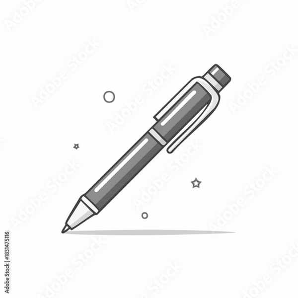 Fototapeta Monochrome vector icon of a ballpoint pen for writing and drawing
