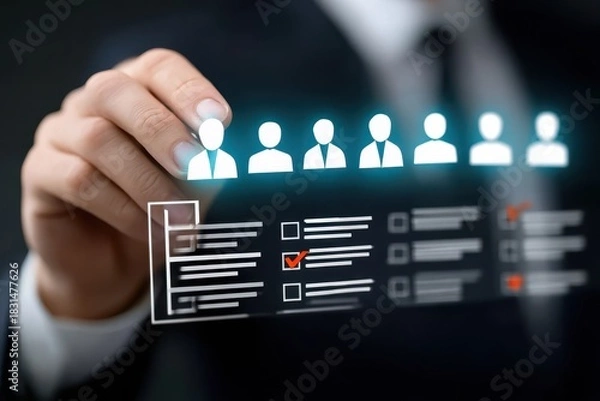 Fototapeta Hiring success relies on recruitment and onboarding integrated by the manager to guide selection and prepare the team for the target