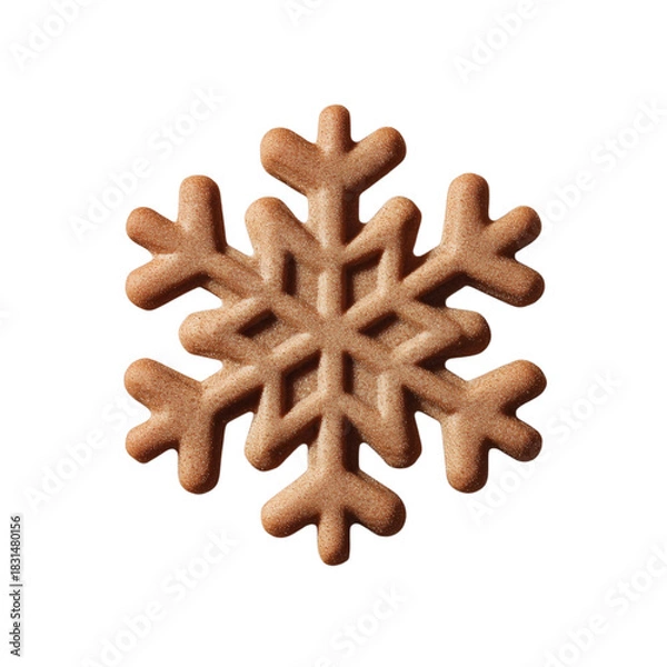 Fototapeta Gingerbread Snowflake Cookie Isolated – Thick Winter Biscuit Shape