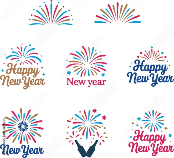 Fototapeta New Year Firework Vector Collection