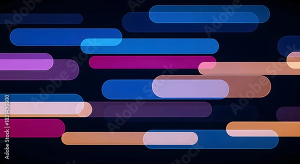 Obraz Abstract horizontal colorful neon rounded lines on dark blue background