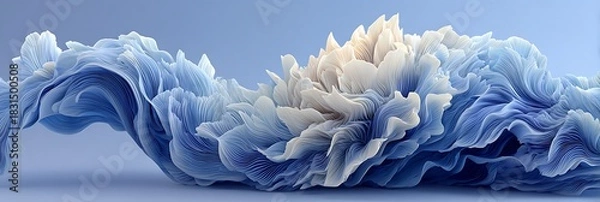 Fototapeta Echoes of classical music as soft blue waves folding into crystalline geometry