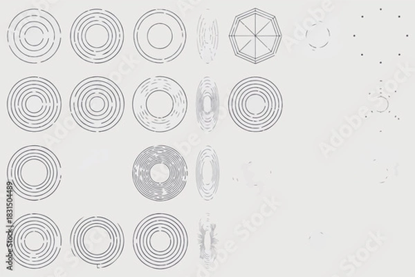 Fototapeta Grid of 30 Abstract Circular and Polygonal Icons