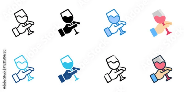 Obraz Wine tasting icon set multiple style vector collection. Editable Stroke 
