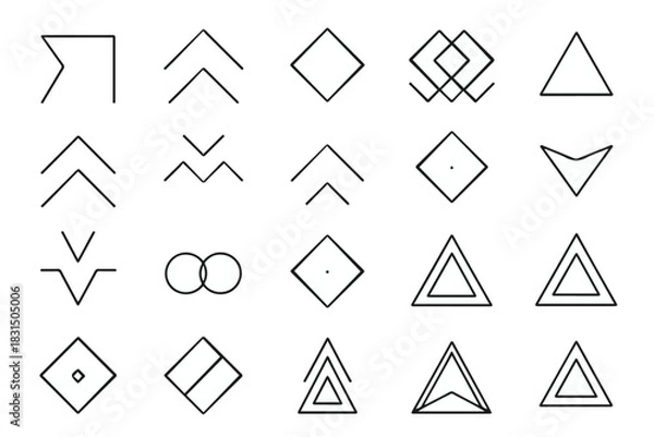 Fototapeta Set of 20 Minimalist Line-Based Geometric Icons