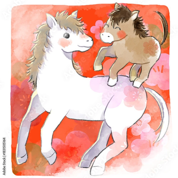 Obraz 馬の年賀状イラスト