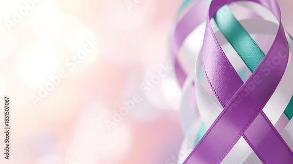 Fototapeta IWD Background: Ribbon of Solidarity with Copy Space