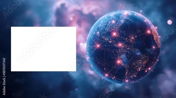 Fototapeta Global View of Earth with Copy Space on the Left