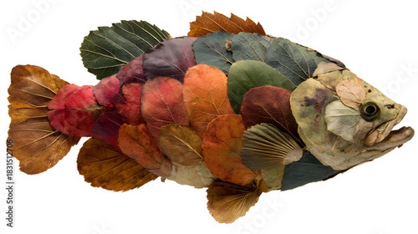 Obraz Autumn leaves fish composition