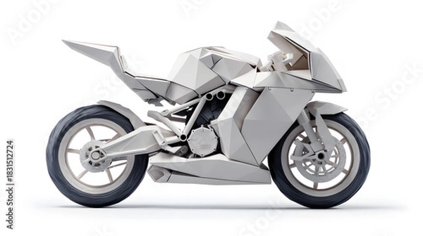 Obraz Futuristic White Motorcycle Concept