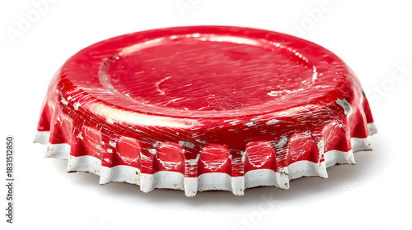 Obraz Used Red Bottle Cap Close-up on White