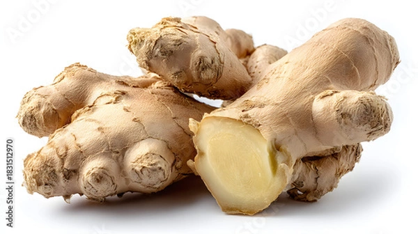 Obraz Fresh ginger root on white background