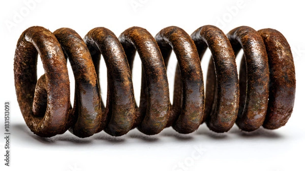 Obraz Rusty metal spring on white