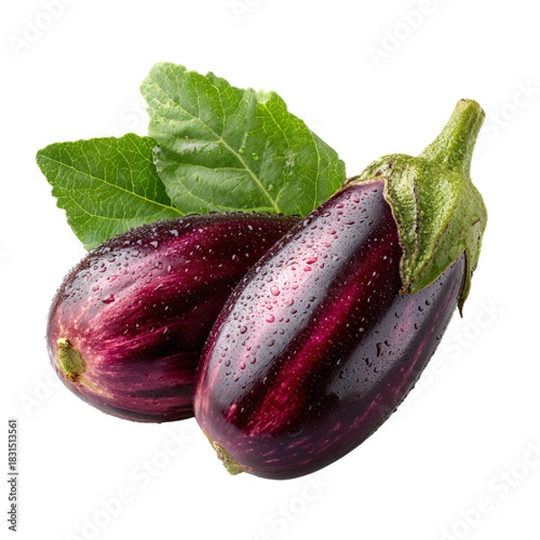 Obraz Two purple eggplants with leaves (3)
