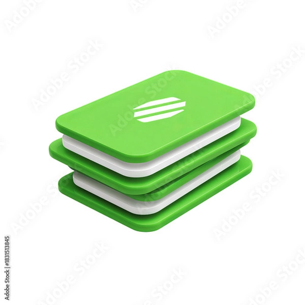 Obraz Stack of three green & white rectangular objects
