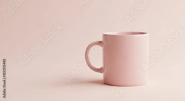 Fototapeta Minimalist Pink Ceramic Mug on a Solid Pastel Background