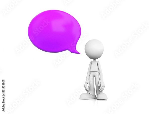 Obraz Simple figure with a purple speech bubble expressing thought or communication without a specific context