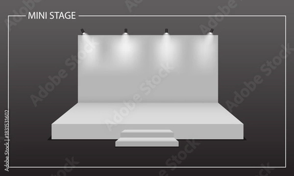 Obraz 3d illustration mini stage empty backdrop, Vector Illustration