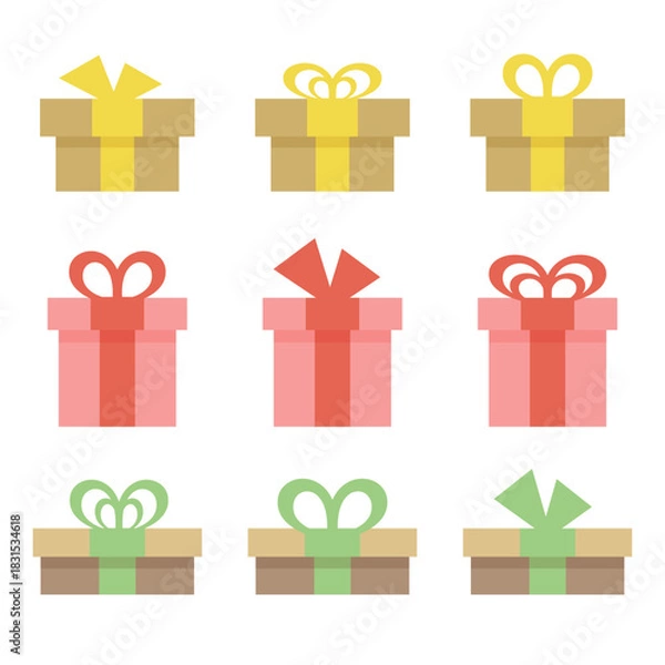 Obraz シンプルでカラフルなギフトボックスのアイコンセット
