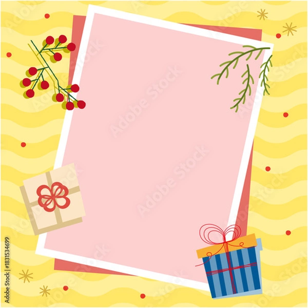 Obraz かわいいギフトボックスのデコレーションのフレーム