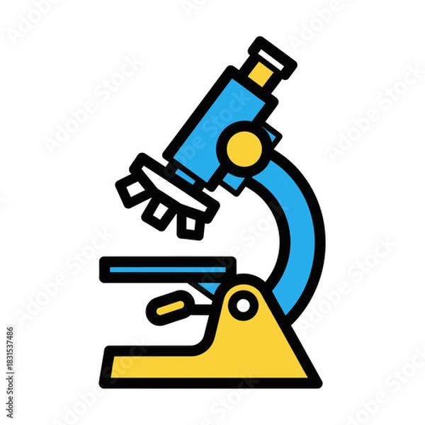 Fototapeta Stylized microscope illustration emphasizing vibrant color and bold line work in scientific field