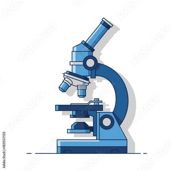 Fototapeta Detailed and precise vector illustration of a blue microscope for scientific study