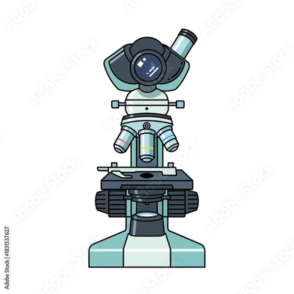 Fototapeta Illustration of a precision laboratory microscope for scientific research and medical exploration