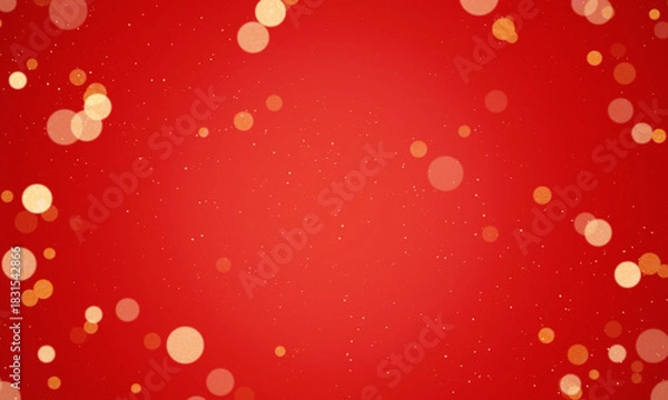 Obraz 金色の玉ボケと粒子が散りばめられた赤い背景