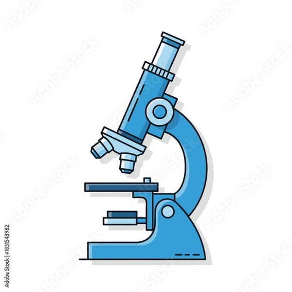 Fototapeta Detailed light blue microscope illustration with clean lines for scientific exploration and