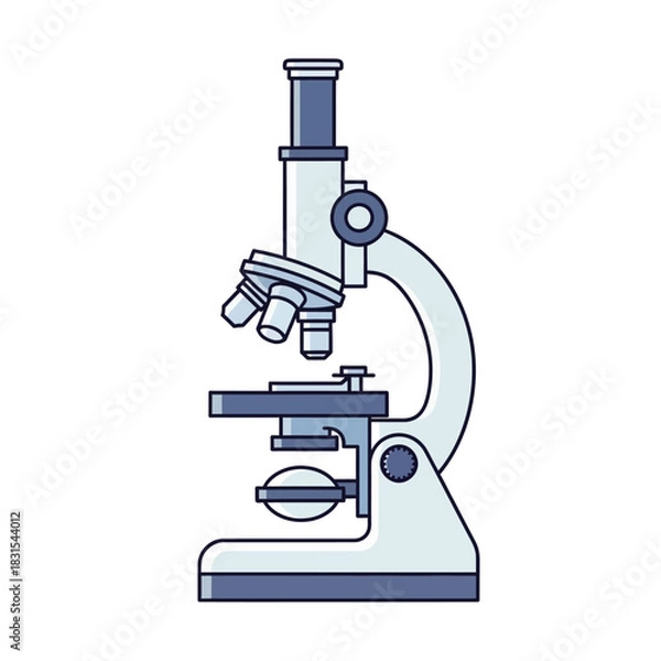 Fototapeta Detailed illustration of a laboratory microscope for scientific research and examination