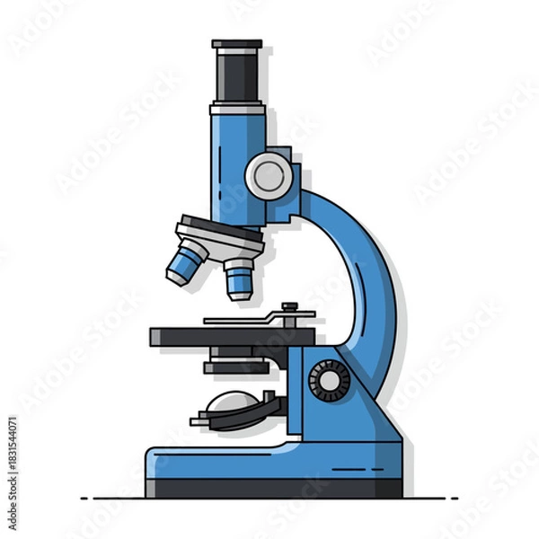 Fototapeta Detailed microscope vector illustration for scientific research and education uses