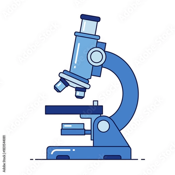 Fototapeta Illustration of a blue microscope representing scientific study and innovative research tools