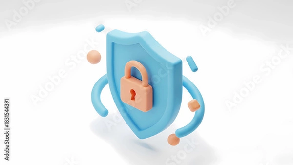 Fototapeta Assuring digital safety with this modern, professionally rendered shield and lock. Great for illustrating data protection, online privacy, and secure access concepts.