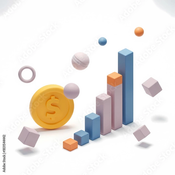 Fototapeta Visually engaging financial chart depicting growth and investment success in pastel colors. Ideal for illustrating modern business concepts and economic trends.