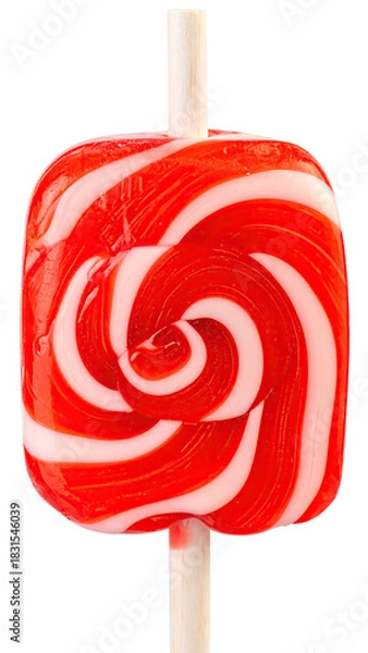 Obraz Swirled red & white candy on a stick, square shape